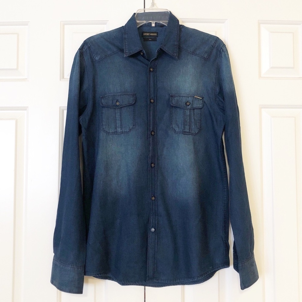 Like New Anthony Morato chambray shirt. Small slim